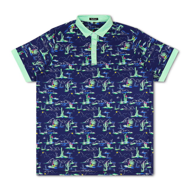 Chaparral Polo – Navy golf polo shirt for dads with mint collar. Stylish, lightweight, and one of the best gifts for dads.