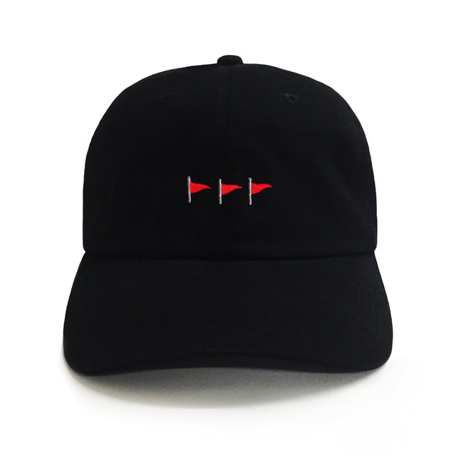 Red flag embroidered dad hat black funny meme hat by Dad Brand