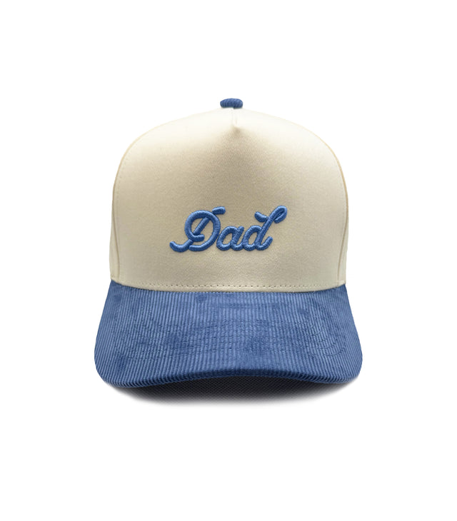 Dad | Two-Tone Cream & Baby Blue Corduroy Snapback Hat