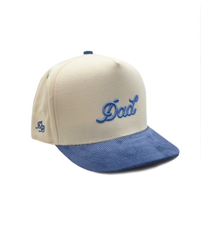 Dad | Two-Tone Cream & Baby Blue Corduroy Snapback Hat