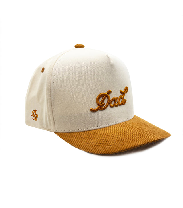 Dad | Two-Tone Cream & Orange Gold Corduroy Snapback Hat