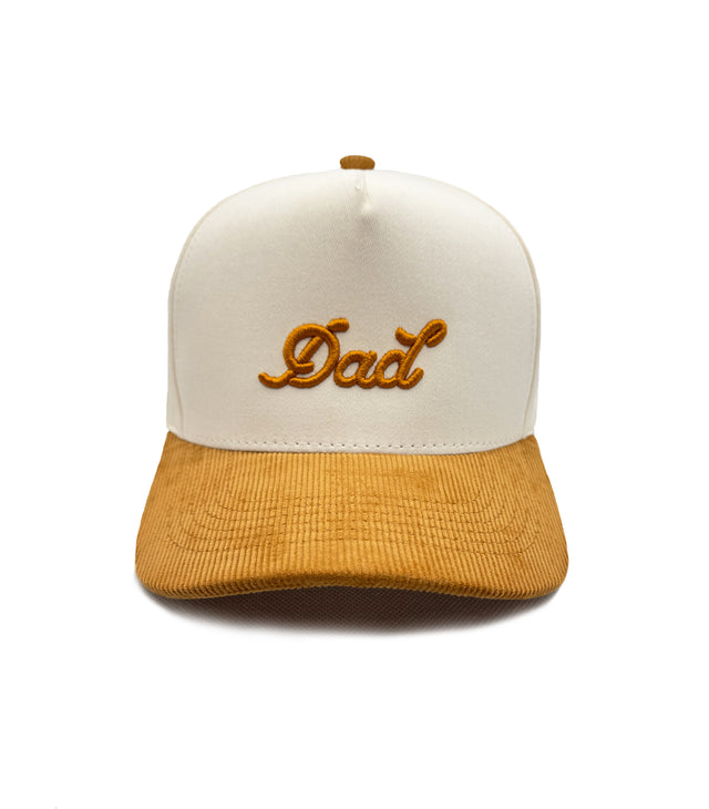 Dad | Two-Tone Cream & Orange Gold Corduroy Snapback Hat